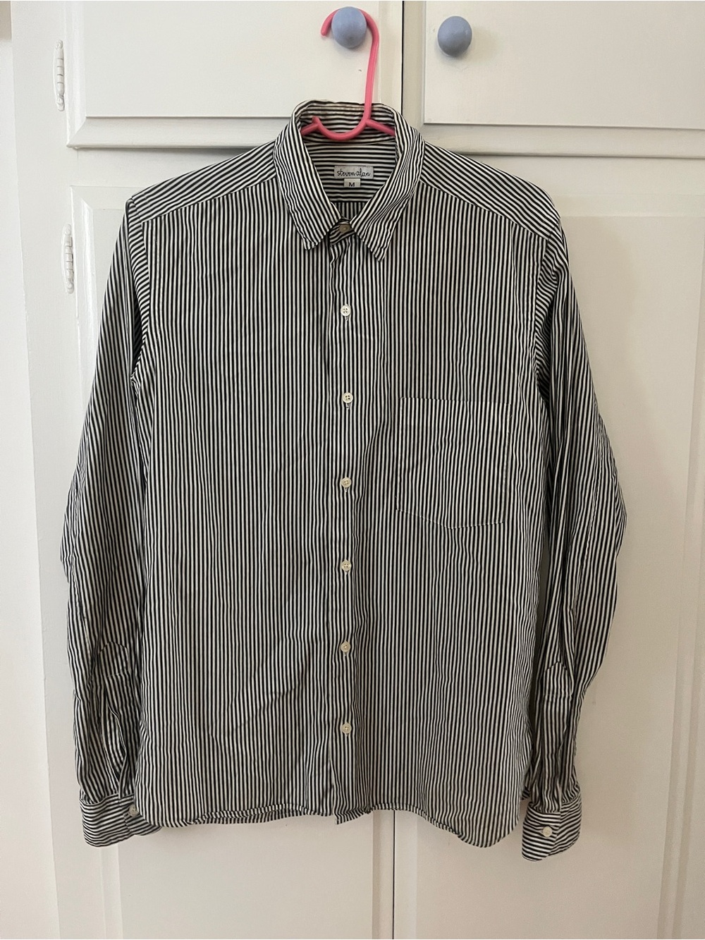 Steven Alan Black and White Stripe Button-Down Shirt Cotton Size M